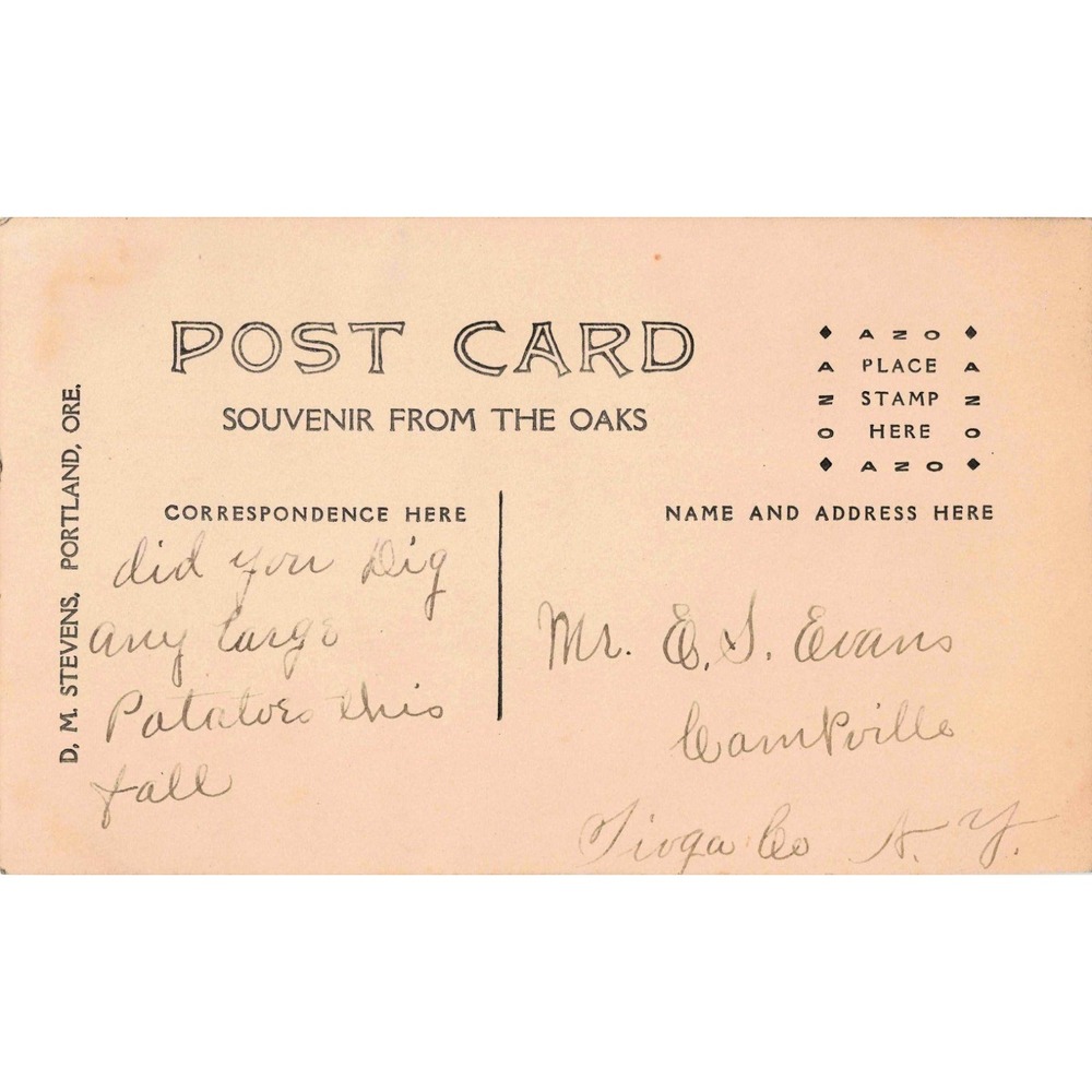 Antique RPPC Portrait Man Bowler Hat Souvenir The Oaks Portland Oregon AZO VG - Picture 2 of 2